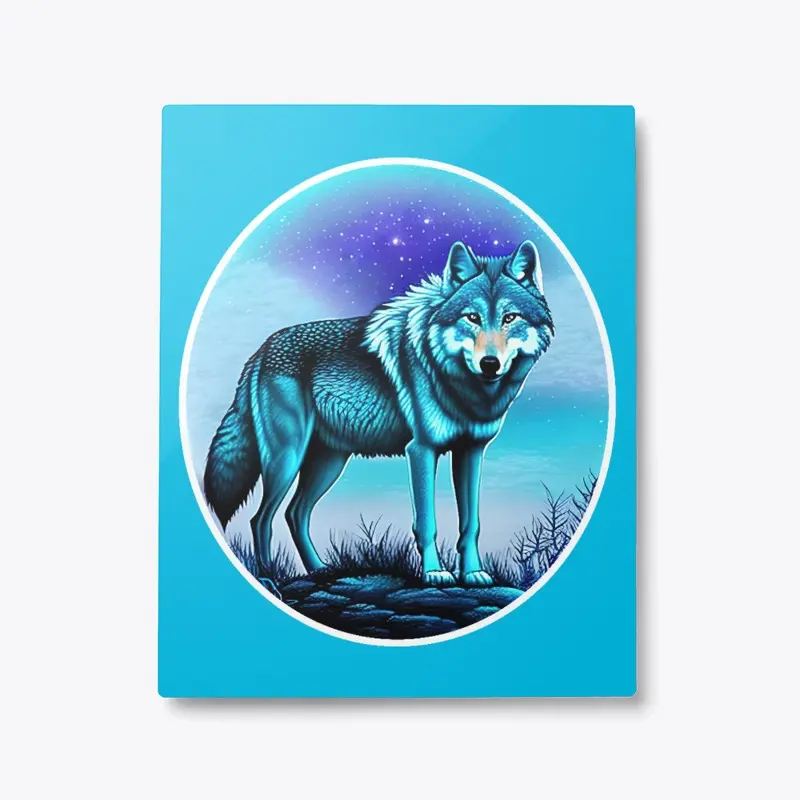 A Wild Wolf Illustrated in Blues